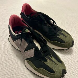 New Balance Black and Olive Sneakers with Pink Accents